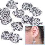 50pcs Heart Shape Charms Alloy Hollow Out Pendants DIY Jewelry Making