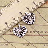 50pcs Heart Shape Charms Alloy Hollow Out Pendants DIY Jewelry Making