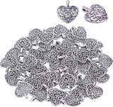 50pcs Heart Shape Charms Alloy Hollow Out Pendants DIY Jewelry Making