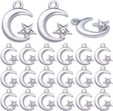 50pcs Silver Plated Rhinestone Moon Star Charms for DIY Jewelry Making