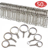 50pcs Silver-plated Metal Blank Key Ring DIY Key Chain Accessories