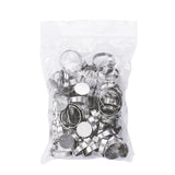 50pcs Size 7 Adjustable Stainless Steel Rings with Flat Round Tray