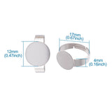 50pcs Size 7 Adjustable Stainless Steel Rings with Flat Round Tray