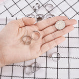50pcs Size 7 Adjustable Stainless Steel Rings with Flat Round Tray
