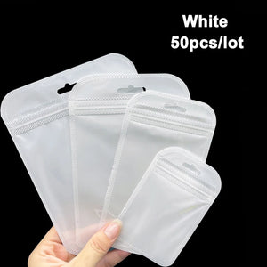50pcs Small Plastic Bags 7*11cm 8.5*13cm Ziplock Bag with Hole