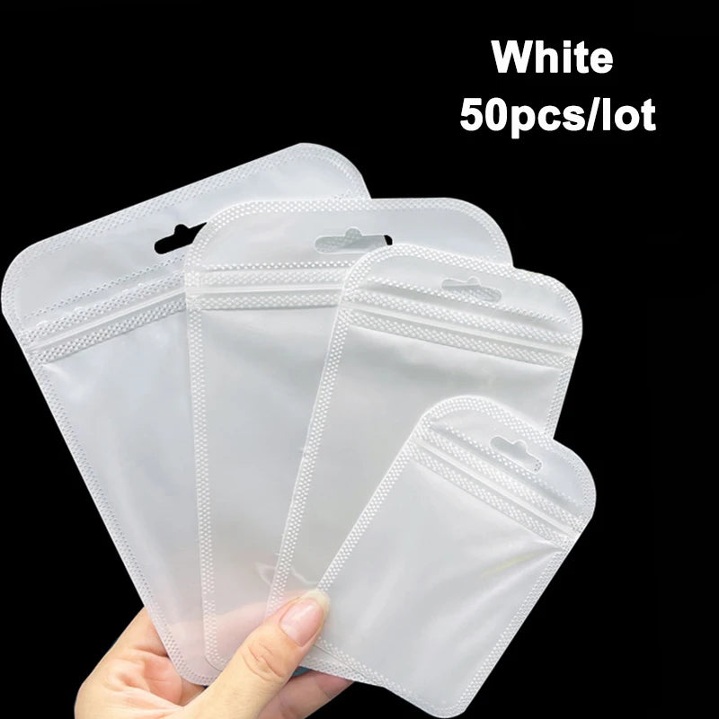 50pcs Small Plastic Bags 7*11cm 8.5*13cm Ziplock Bag with Hole