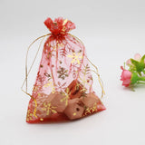 50pcs Snowflake Jewelry Organza Bags Red Wedding Christmas Party Packaging