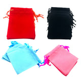 50pcs Velvet Drawstring Bags Jewelry Gift Pouches Red/Pink/Black/Blue