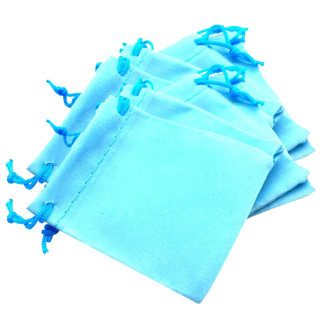 50pcs Velvet Drawstring Bags Jewelry Gift Pouches Red/Pink/Black/Blue