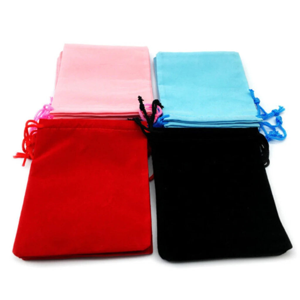 50pcs Velvet Drawstring Bags Jewelry Gift Pouches Red/Pink/Black/Blue