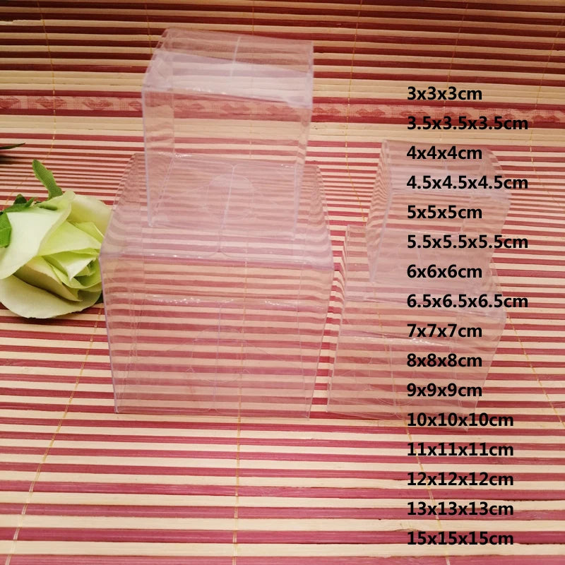 50pcs Square Transparent Box Gift Jewelry Box Plastic Storage Box for Gift