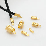50pcs Stainless Steel 18k Plated Crimp End Beads Caps for Jewelry Making