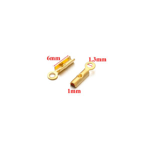 50pcs Stainless Steel 18k Plated Crimp End Beads Caps for Jewelry Making
