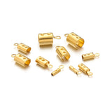 50pcs Stainless Steel 18k Plated Crimp End Beads Caps for Jewelry Making
