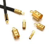 50pcs Stainless Steel 18k Plated Crimp End Beads Caps for Jewelry Making