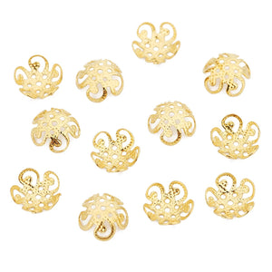 50pcs Stainless Steel Beads Caps Earring Making 8mm 10mm Golden Spacer End