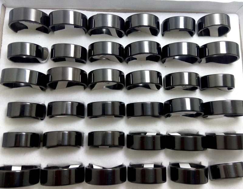 50pcs Men's 8mm Stainless Steel Wedding Band Rings Jewelry
