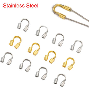 50pcs Stainless Steel Clasps Crimp Beads Covers Jewelry Making