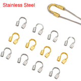 50pcs Stainless Steel Clasps Crimp Beads Covers Jewelry Making