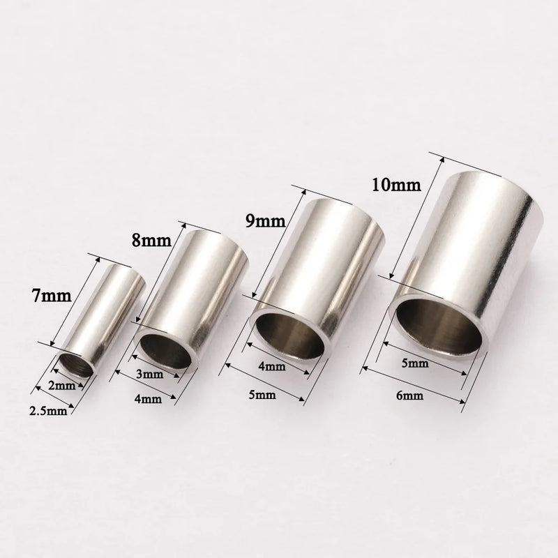 50pcs Stainless Steel Cord End Caps Crimp Clasps for DIY Bracelet Making