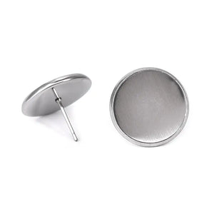 50pcs Stainless Steel Earring Studs Base 8 10 12 16mm DIY Earrings Blank Base