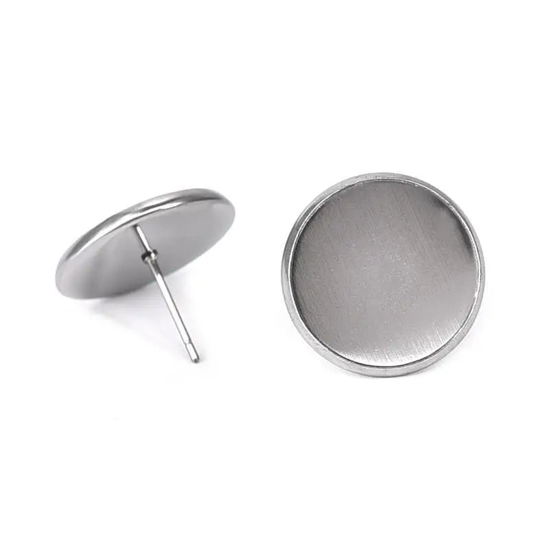 50pcs Stainless Steel Earring Studs Base 8 10 12 16mm DIY Earrings Blank Base