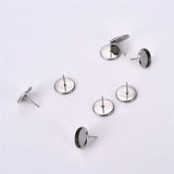 50pcs Stainless Steel Earring Studs Base 8 10 12 16mm DIY Earrings Blank Base