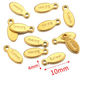 50pcs Stainless Steel Extension End Charms Tail Tags For Jewelry Making DIY