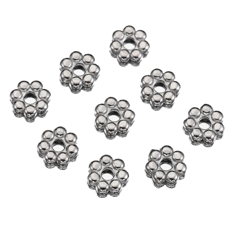 50pcs Stainless Steel Daisy Spacer Beads for Jewelry Making DIY