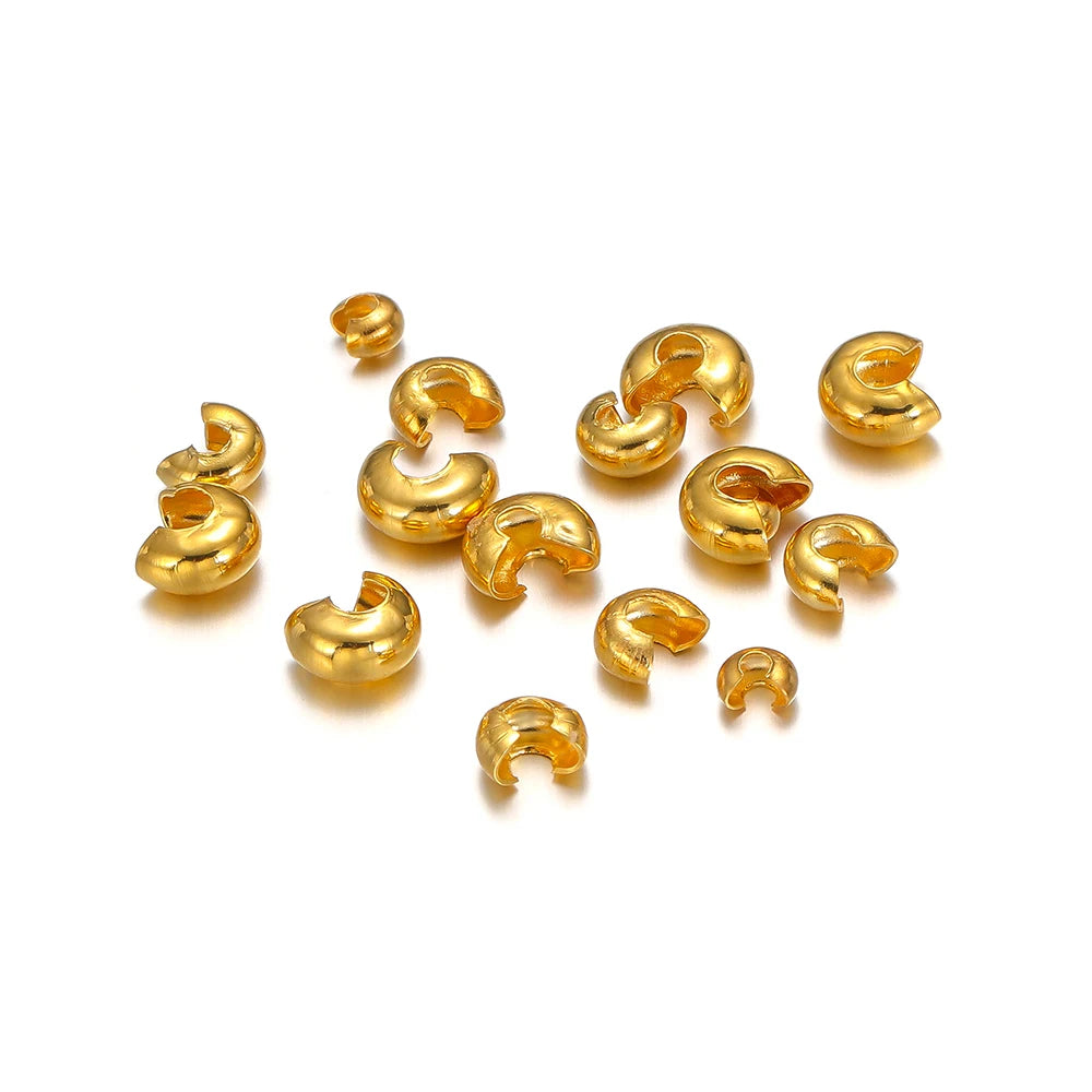 50pcs Stainless Steel Moon Beads for DIY Jewelry Making