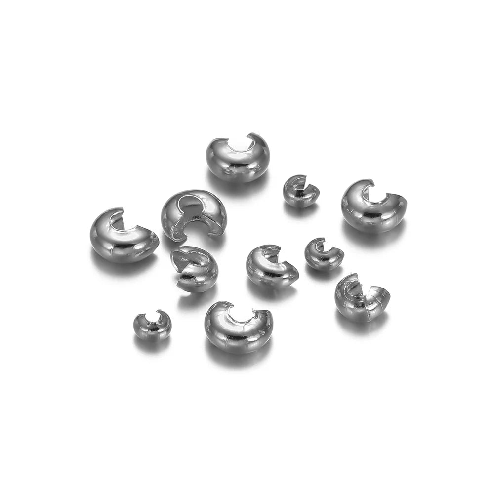50pcs Stainless Steel Moon Beads for DIY Jewelry Making