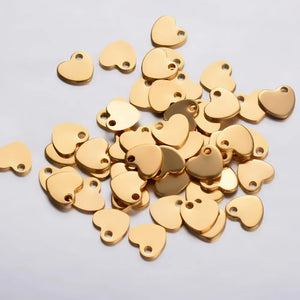 50pcs Stainless Steel Heart Charm Jewelry Tags for DIY Necklaces