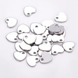 50pcs Stainless Steel Heart Charm Jewelry Tags for DIY Necklaces