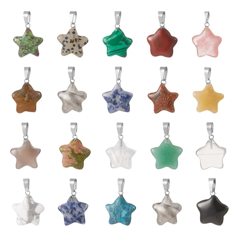 50pcs Mixed Stone Star Shape for DIY Necklace Making
