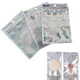 50pcs Star Spiral Pattern Silver Laser Foil Pouch Resealable Mylar Plastic Bags