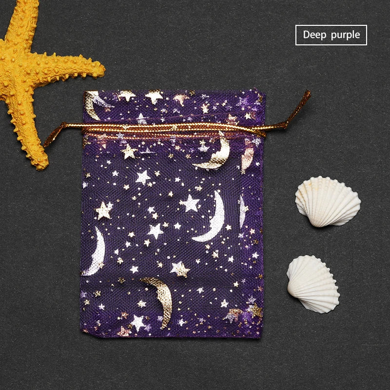 50pcs Stars & Moon Organza Sheer Gauze Element Jewelry Bags Wedding Gift Bags
