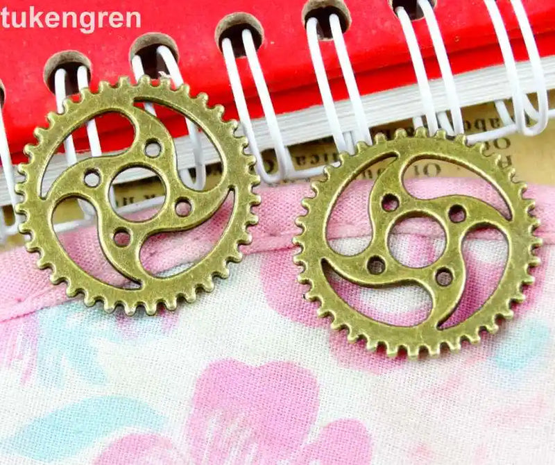 50pcs Steampunk Gear Pendant Charms Jewelry Making Antique Bronze