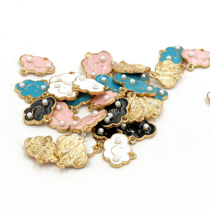 50pcs Colorful Cloud Enamel Charm for DIY Earrings Bracelet Geometric Pendant