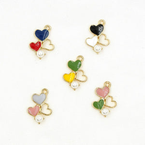 50pcs Colorful Heart Charm for Earrings Bracelet DIY Geometric Pendant