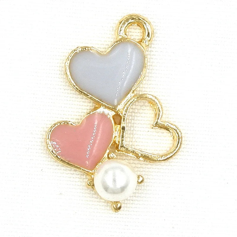 50pcs Colorful Heart Charm for Earrings Bracelet DIY Geometric Pendant