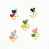 50pcs Colorful Heart Charm for Earrings Bracelet DIY Geometric Pendant