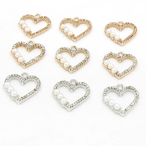 50pcs Colorful Hollow Heart Charm for Earrings Bracelet DIY