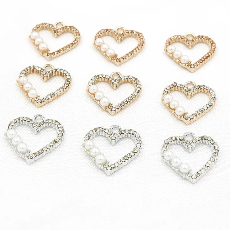 50pcs Colorful Hollow Heart Charm for Earrings Bracelet DIY
