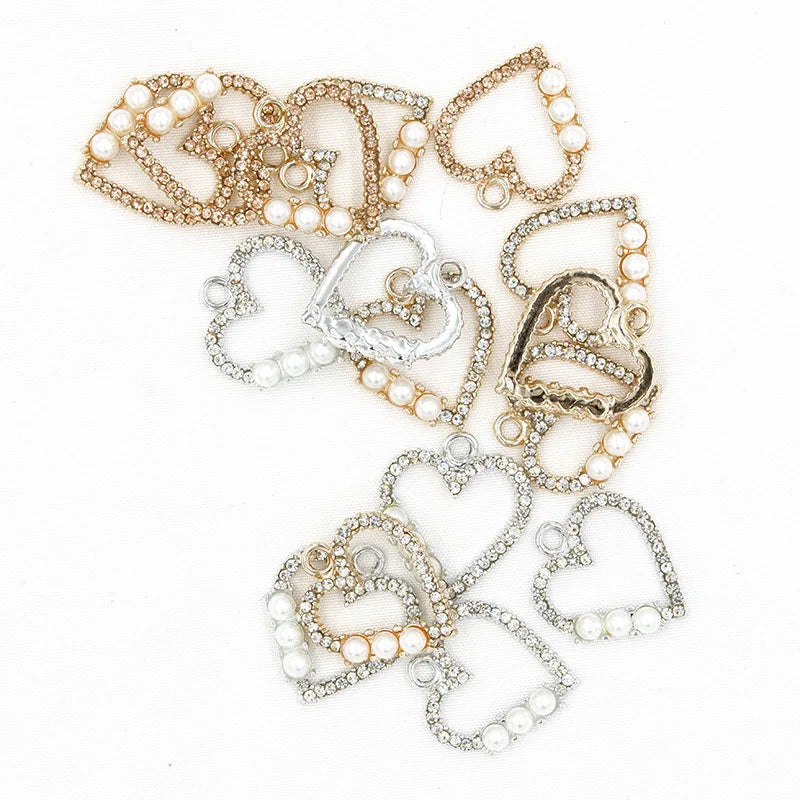 50pcs Colorful Hollow Heart Charm for Earrings Bracelet DIY