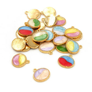 50pcs Colorful Sweet Circle Charm for DIY Earrings Bracelet Geometric Pendant
