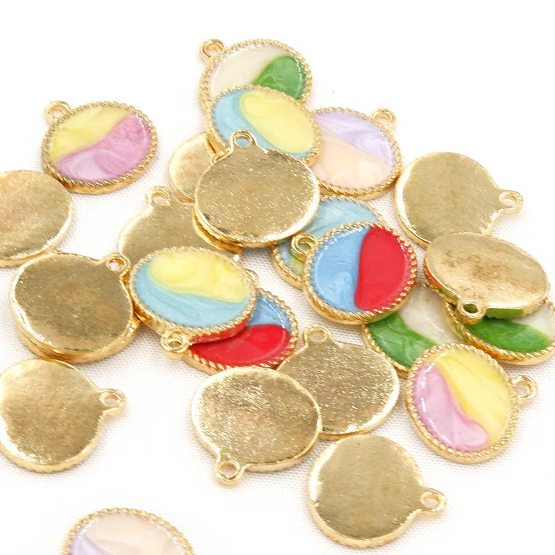 50pcs Colorful Sweet Circle Charm for DIY Earrings Bracelet Geometric Pendant