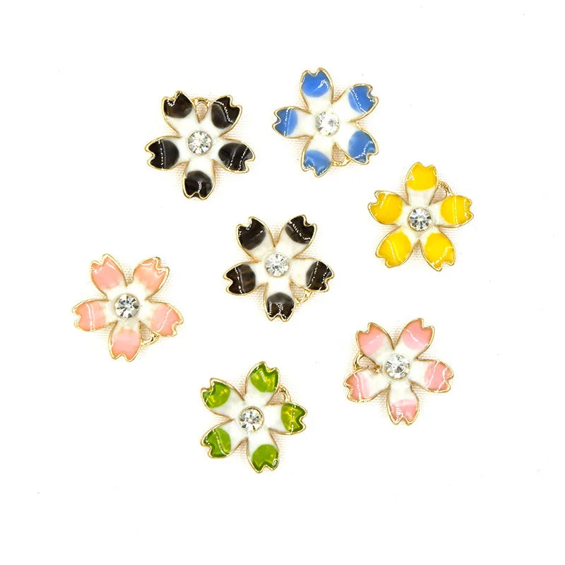 50pcs Colorful Sweet Flower Charms for DIY Earrings Bracelet Accessories