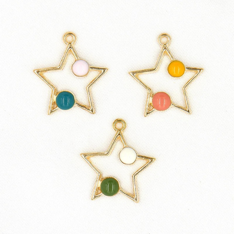50pcs Colorful Star Charms for Earrings Bracelet DIY Accessory Pendant