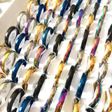 50pcs 6mm Band Stainless Steel Wedding Rings 5 Colors Comfortable Jewelry
