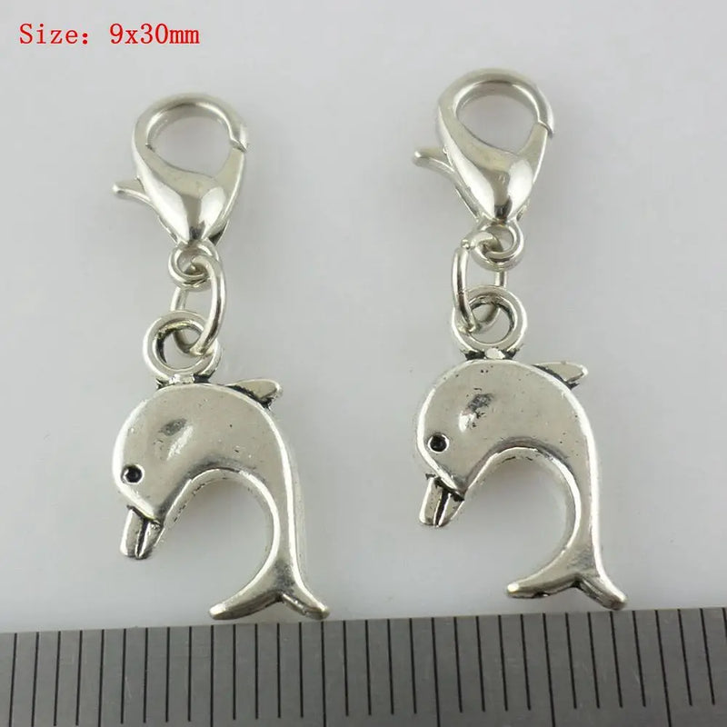50pcs Tibetan Silver Dolphin Charms 9x30mm for European Bracelets